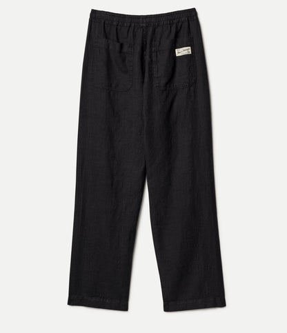 Workers's Linen Drawstring Pants- deep black