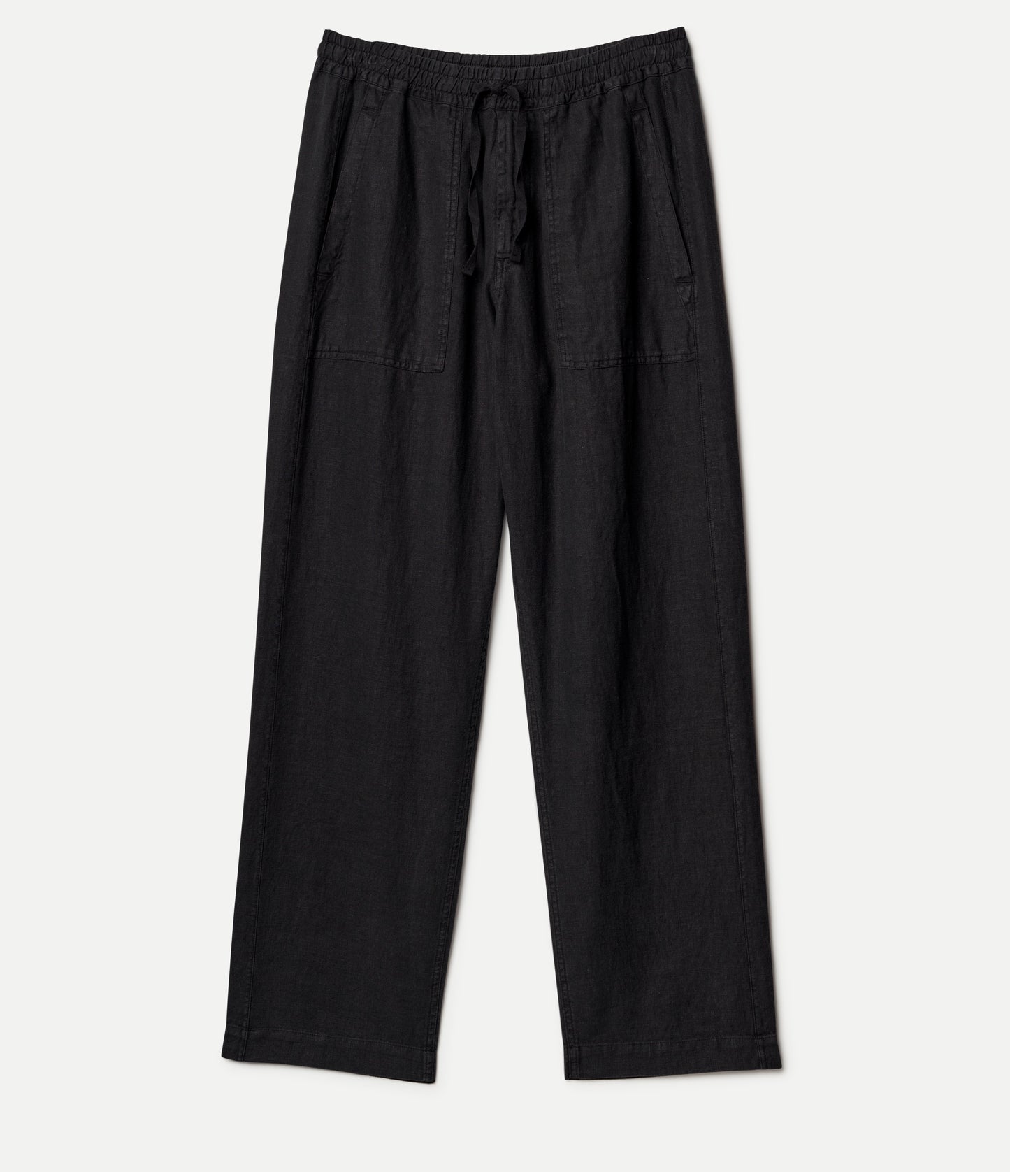 Workers's Linen Drawstring Pants- deep black