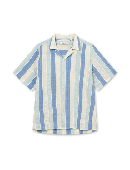 PEER JACQUARD SS SHIRT - BLUE/CLOUD
