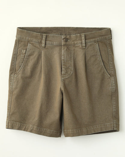 HEAVY TWILL PLEATED SHORT - ARMY