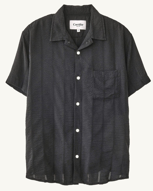 Striped Seersucker SS- BLACK
