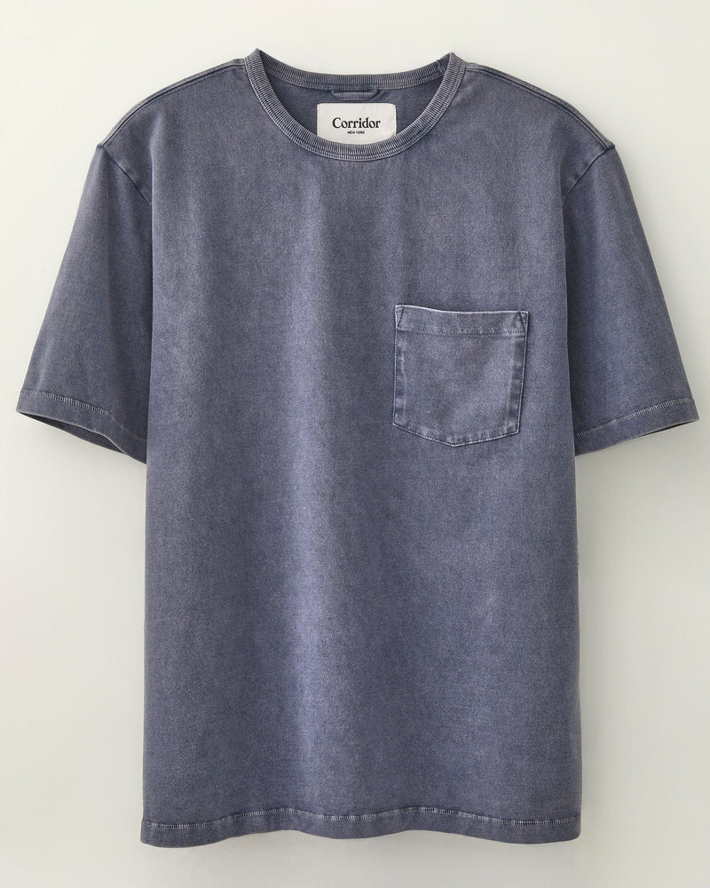 Organic Garment Dye Tee- BLUE