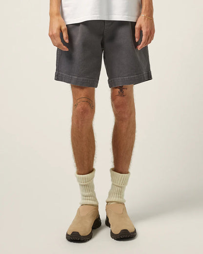HEAVY TWILL PLEATED SHORT - GREY