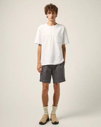 HEAVY TWILL PLEATED SHORT - GREY